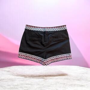 Loft Plus Size 6 Black Cotton Blend Shorts Embroidery Trim